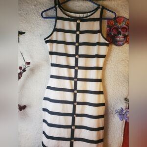 Black and White Striped Mini Dress